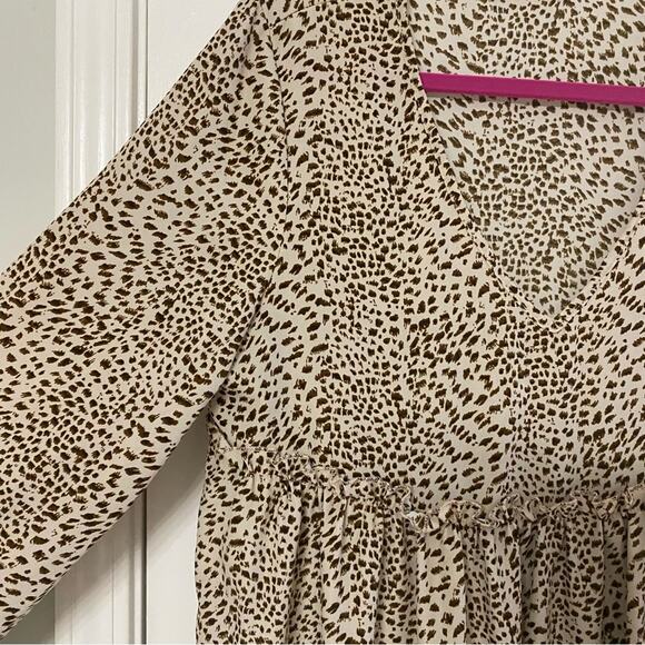SHEIN • Leopard Cheetah Print Long Sleeve Swing Dress - Picture 3 of 6